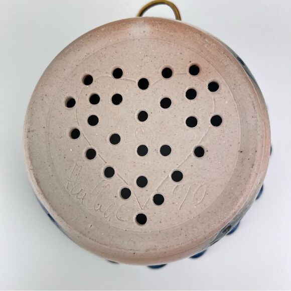 Salt of Thee Earth Pottery Guernsey Ohio Berry Heart Scalloped Edge Bowl Signed - Picture 7 of 10